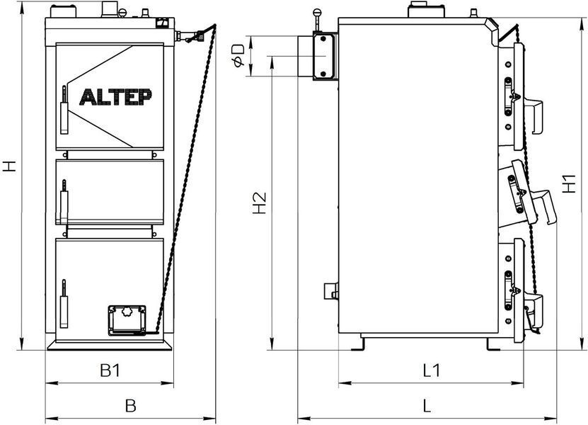 Твердотопливный котел Altep Duo Uni 21 кВт (механика) 10034 фото